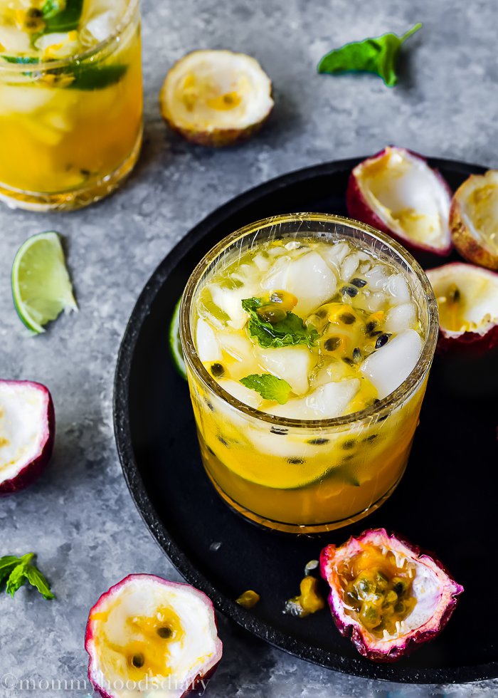 This passion fruit caipiroska is a summer drink that comes with french vodka, passion fruit, and lime. Drink it up in style