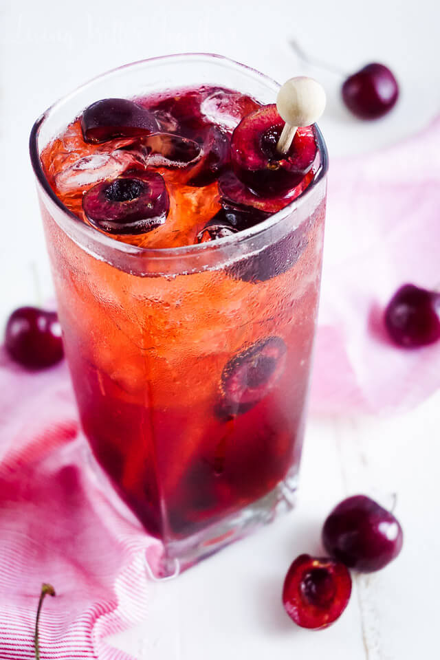 Cherry 7 and 7 is a cool take on the classic drink with cherries and whiskey for fresh summer feels!